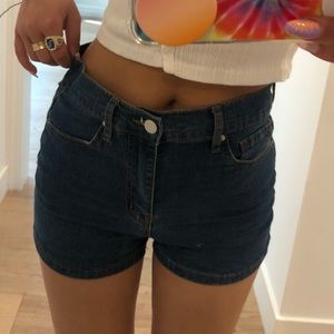 forever 21 dark wash blue tight fit shorts cuffed